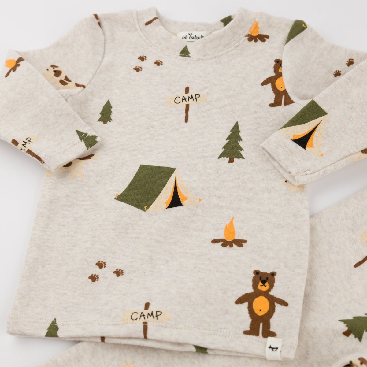 oh baby! Long Sleeve Two Piece Set - Camping Print - Malt