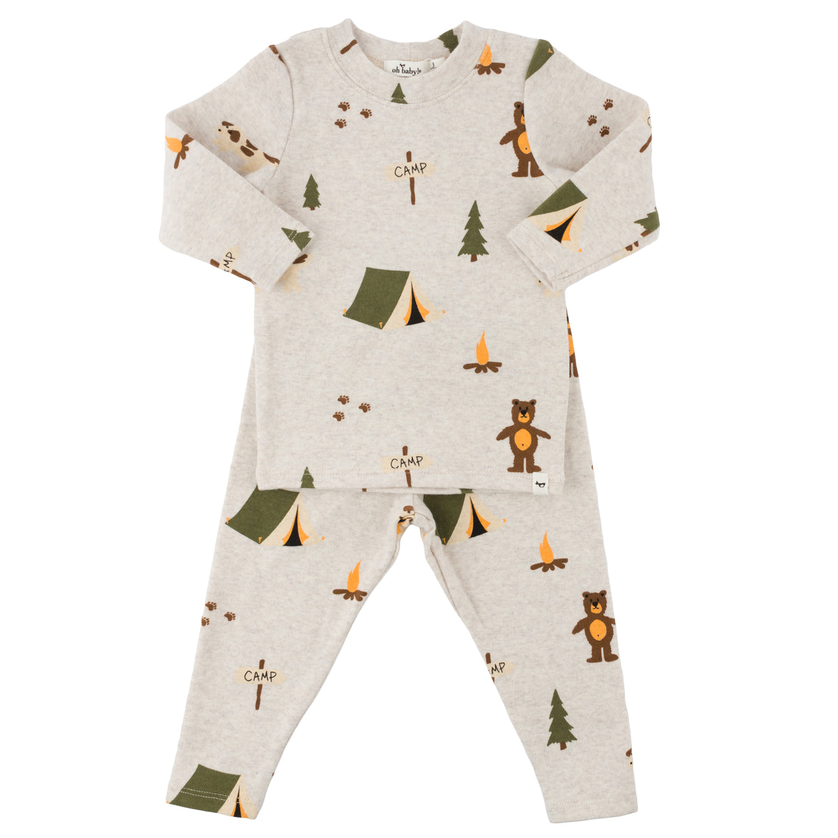 oh baby! Long Sleeve Two Piece Set - Camping Print - Malt