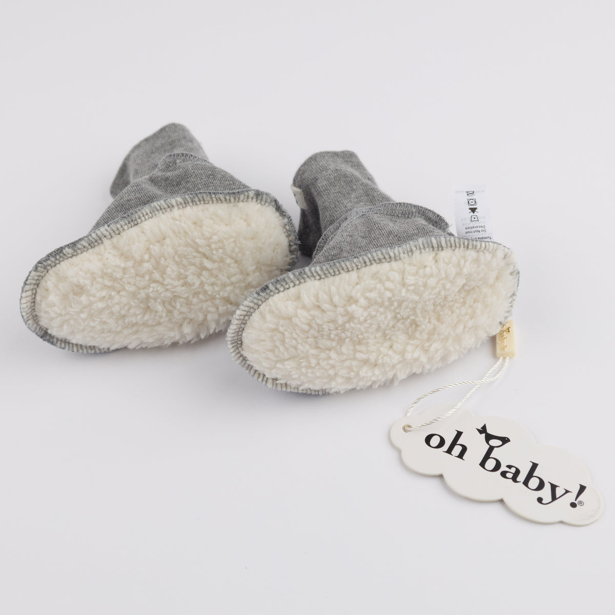 oh baby! Cotton Baby Rib Snowdrift Booties - Coal - Inside