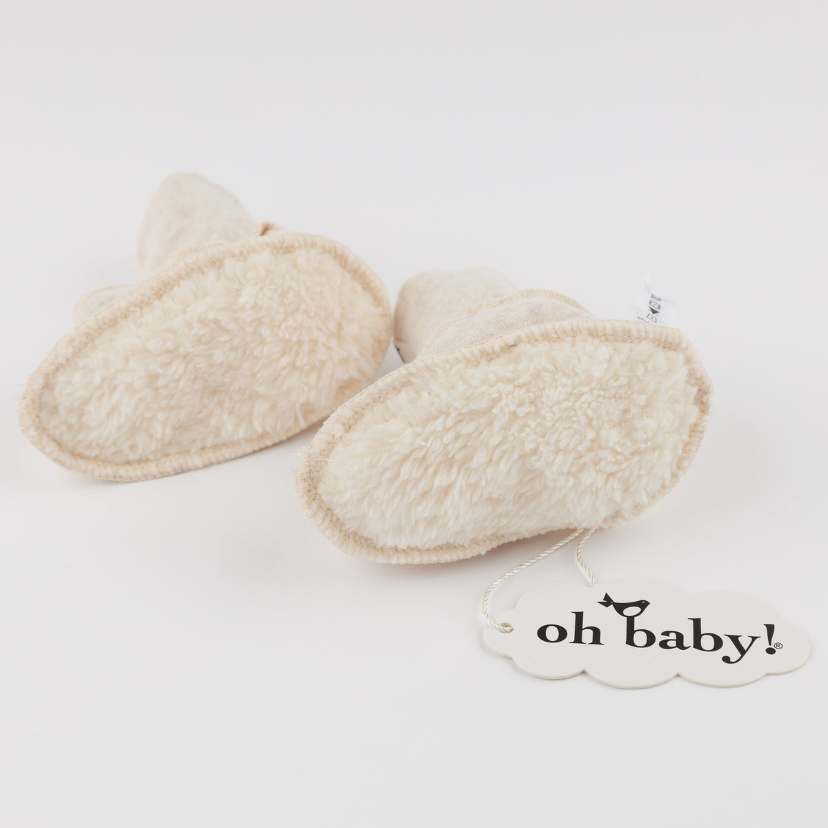 oh baby! Cotton Baby Rib Snowdrift Booties - Malt - Inside Foot