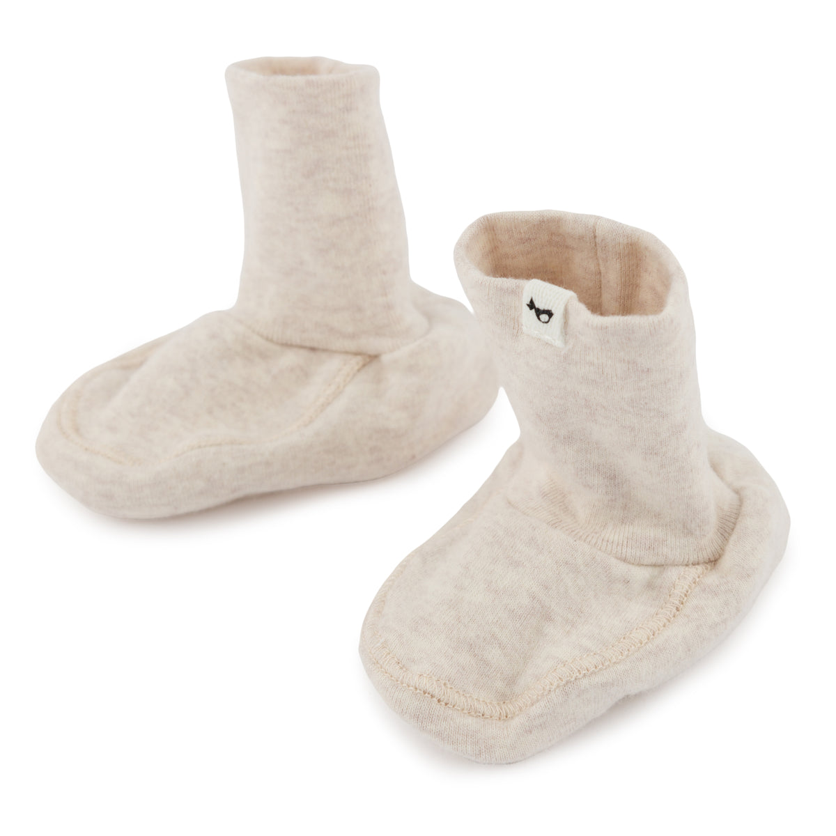 oh baby! Cotton Baby Rib Snowdrift Booties - Malt