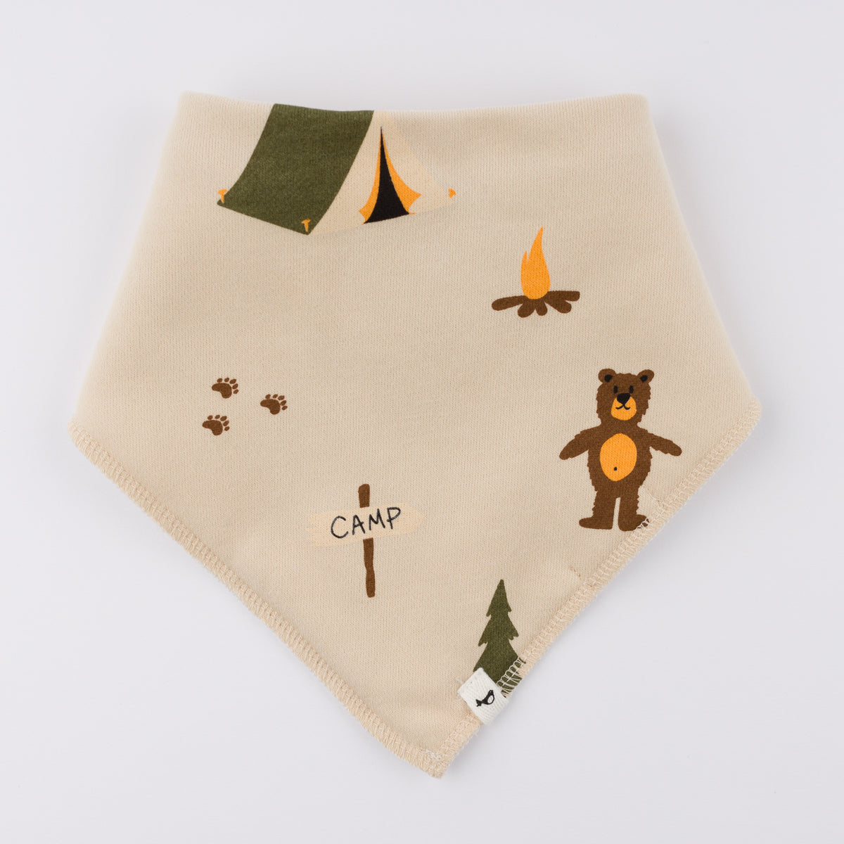 oh baby! Bandana Bib - Camping Print - Biscotti - Alt View