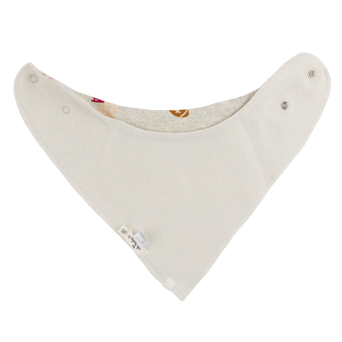 oh baby! Bandana Bib - Football Print - Oatmeal Heather - Back