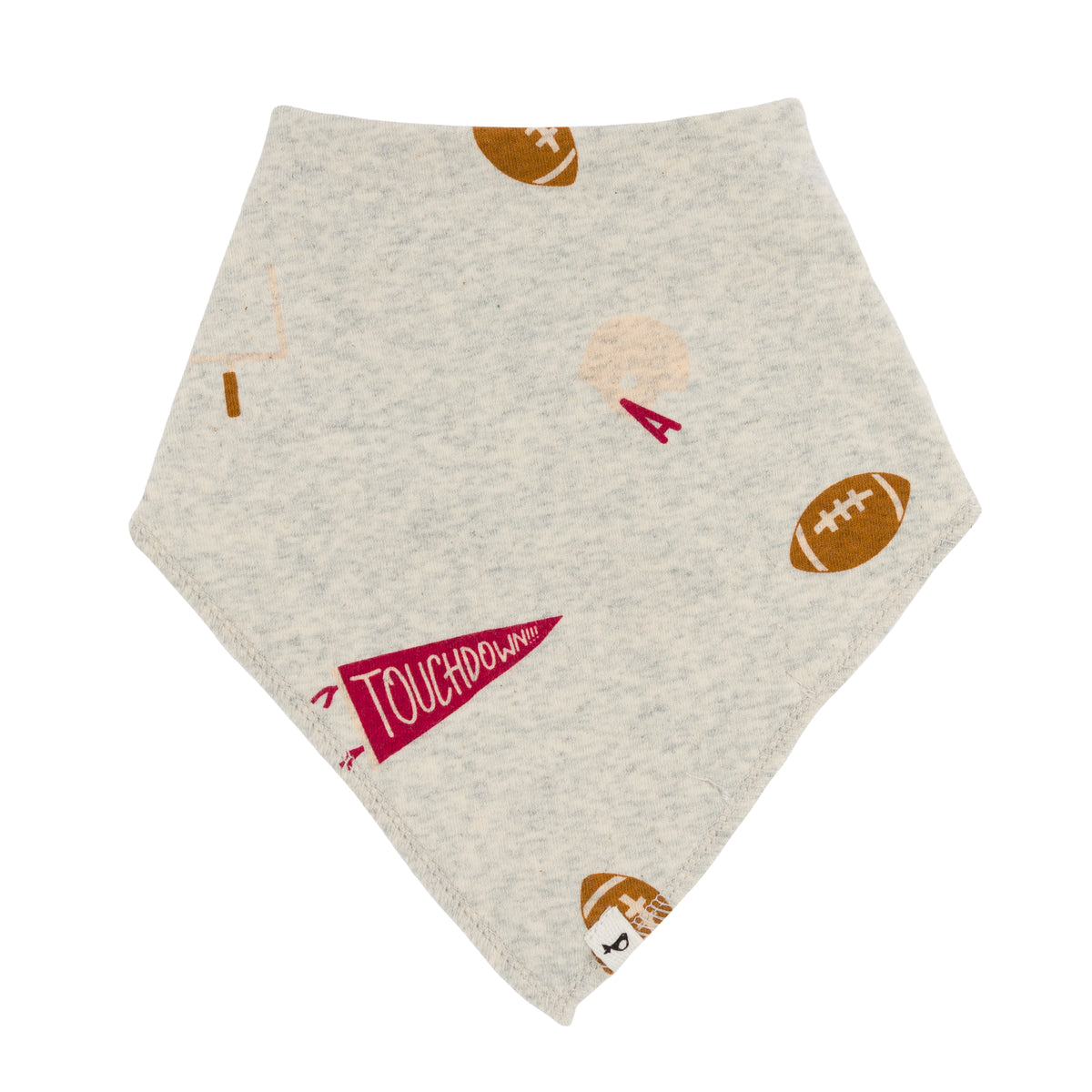 oh baby! Bandana Bib - Football Print - Oatmeal Heather