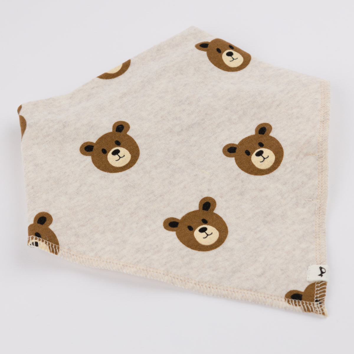 oh baby! Bandana Bib - Teddy Bear Face - Malt - Flat Lay