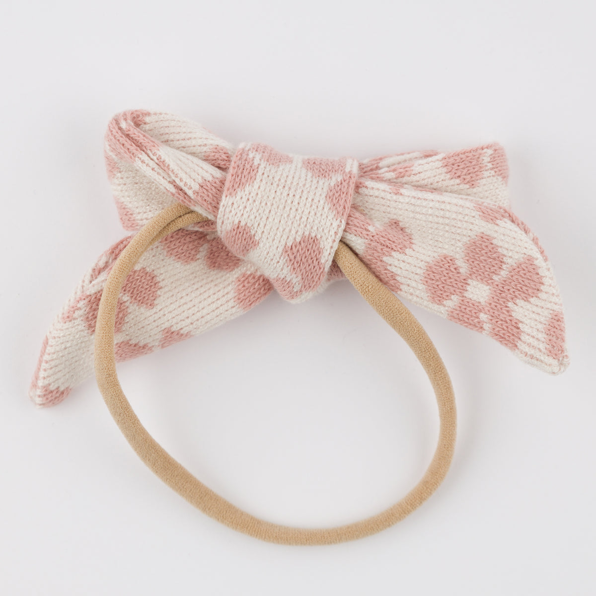 oh baby! Mod Flowers Double Knit Tie Bow Nylon Headband - Blush