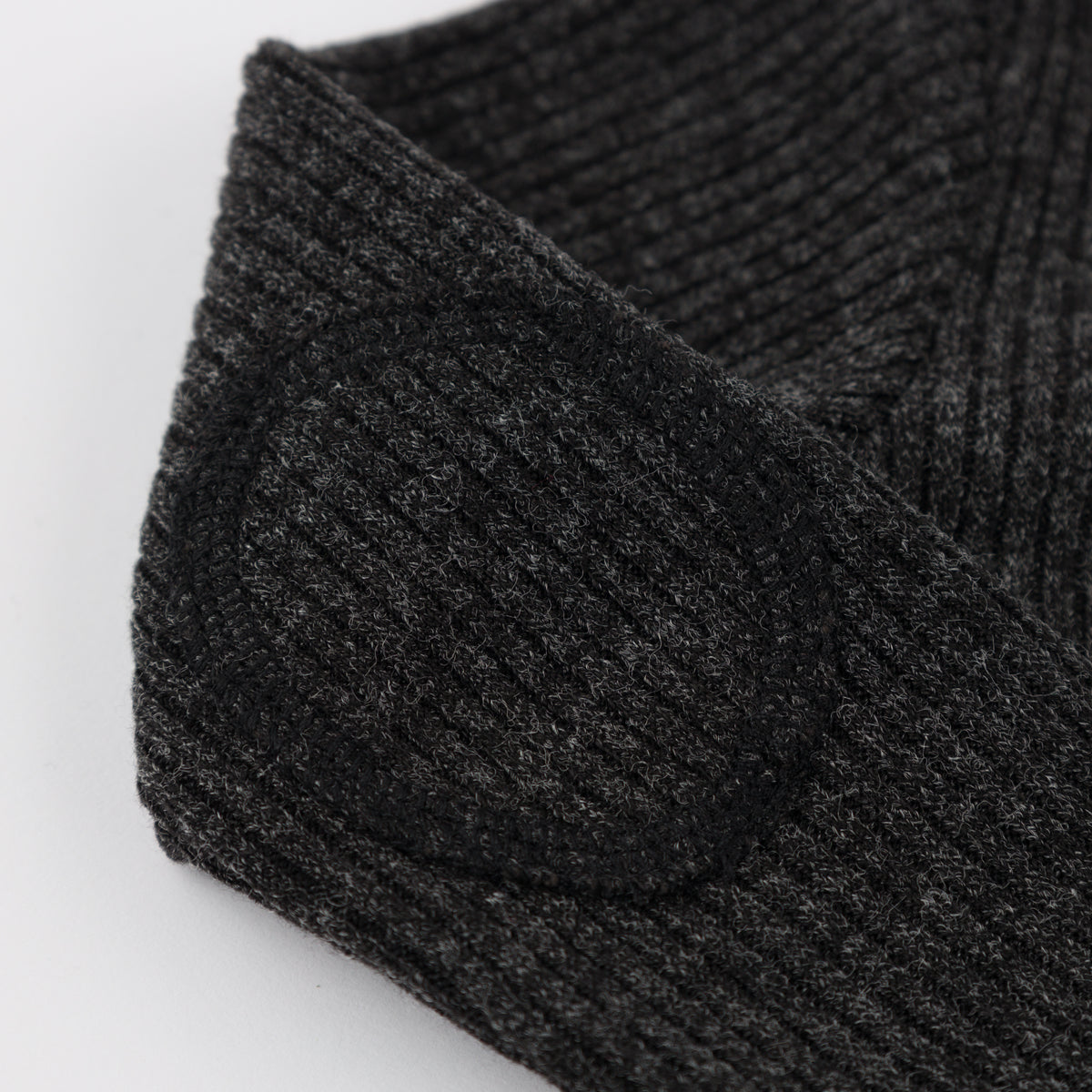 oh baby! Wide Rib Fuzzy Sweater Knit Elbow Patch Henley - Charcoal Pepper - Elbow Patch