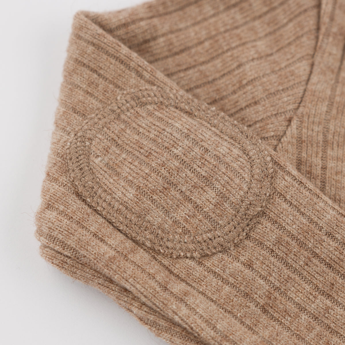 oh baby! Wide Rib Fuzzy Sweater Knit Elbow Patch Henley - Mushroom Heather - Elbow Patch