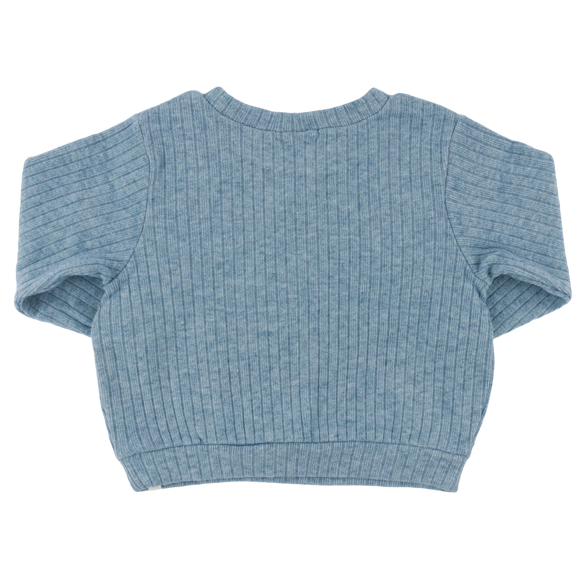 oh baby! Wide Rib Fuzzy Knit Sweater Boxy - Denim Heather - Back