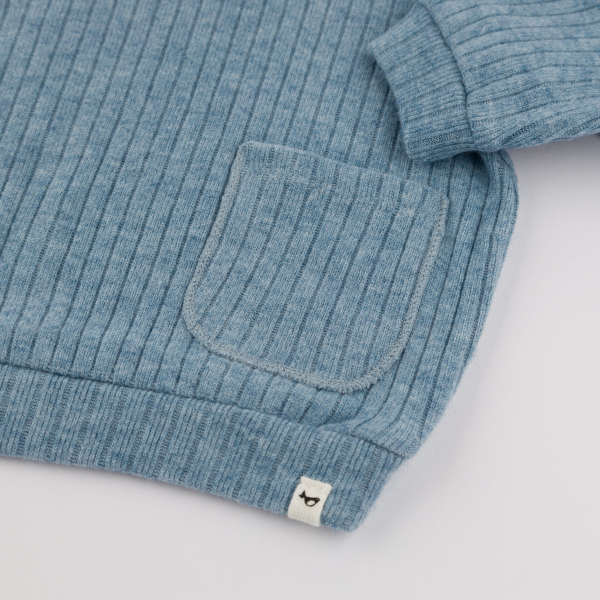 oh baby! Wide Rib Fuzzy Knit Sweater Boxy - Denim Heather - Details