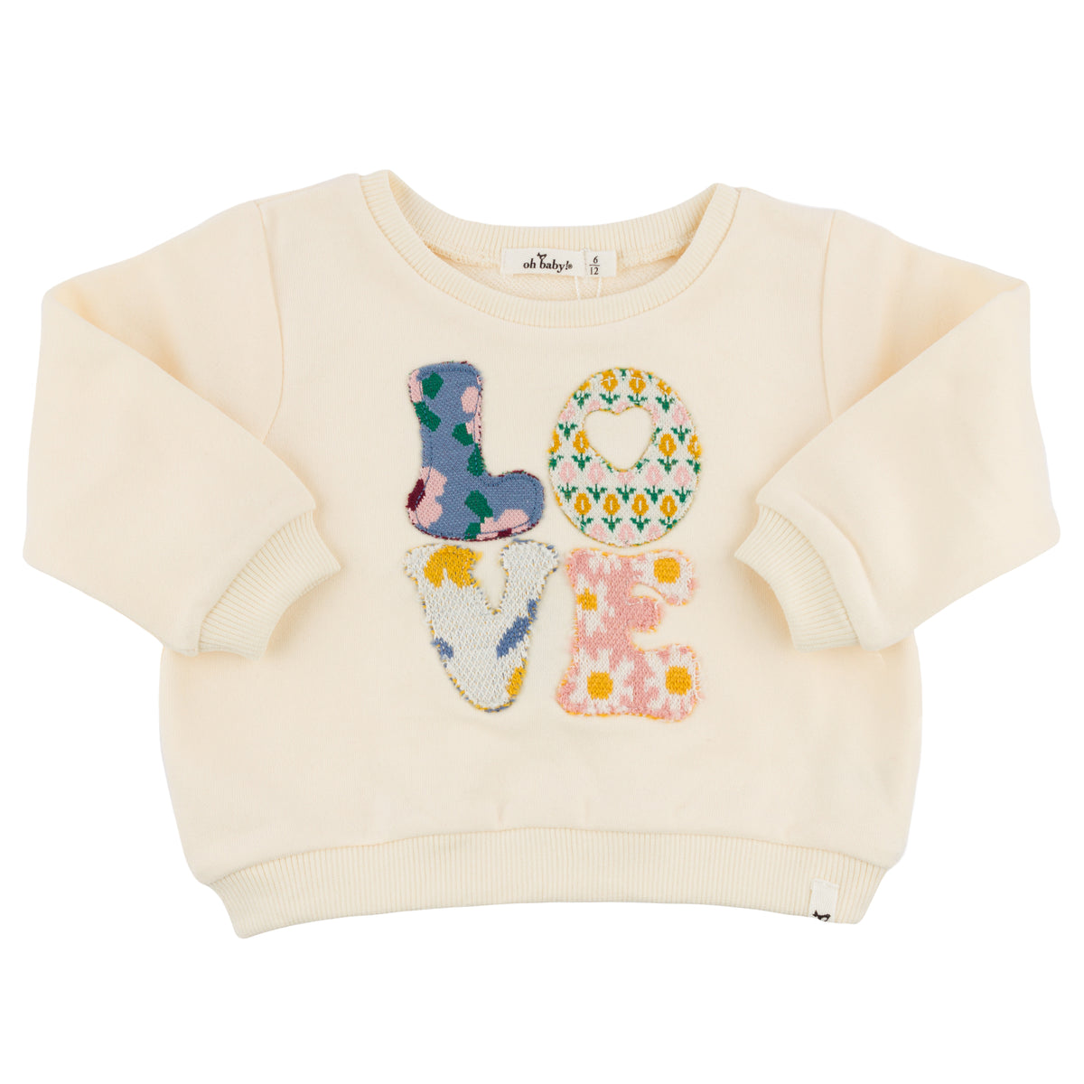 oh baby! Boxy Sweatshirt - Quilted LOVE Applique - Vanilla