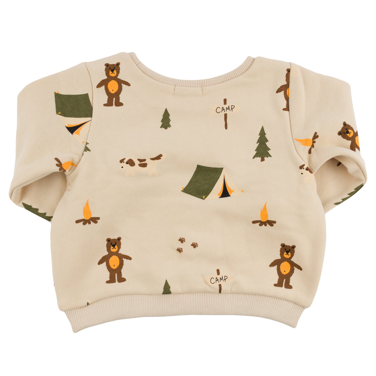 oh baby! Brooklyn Boxy Sweatshirt - Camping Print - Biscotti - Back