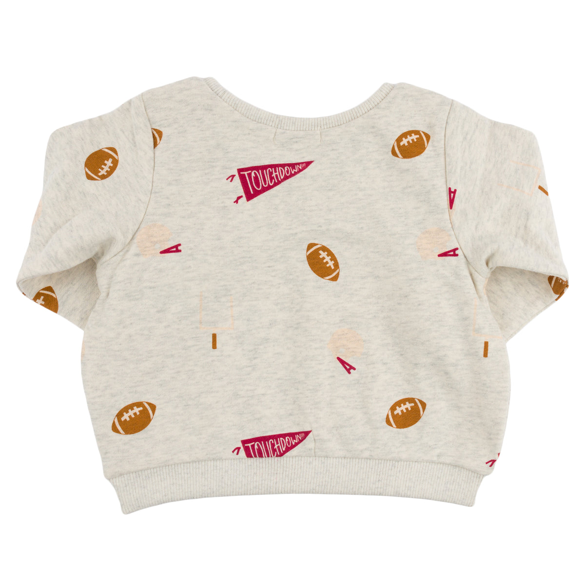 oh baby! Brooklyn Boxy Sweatshirt -Football Print - Oatmeal Heather - Back