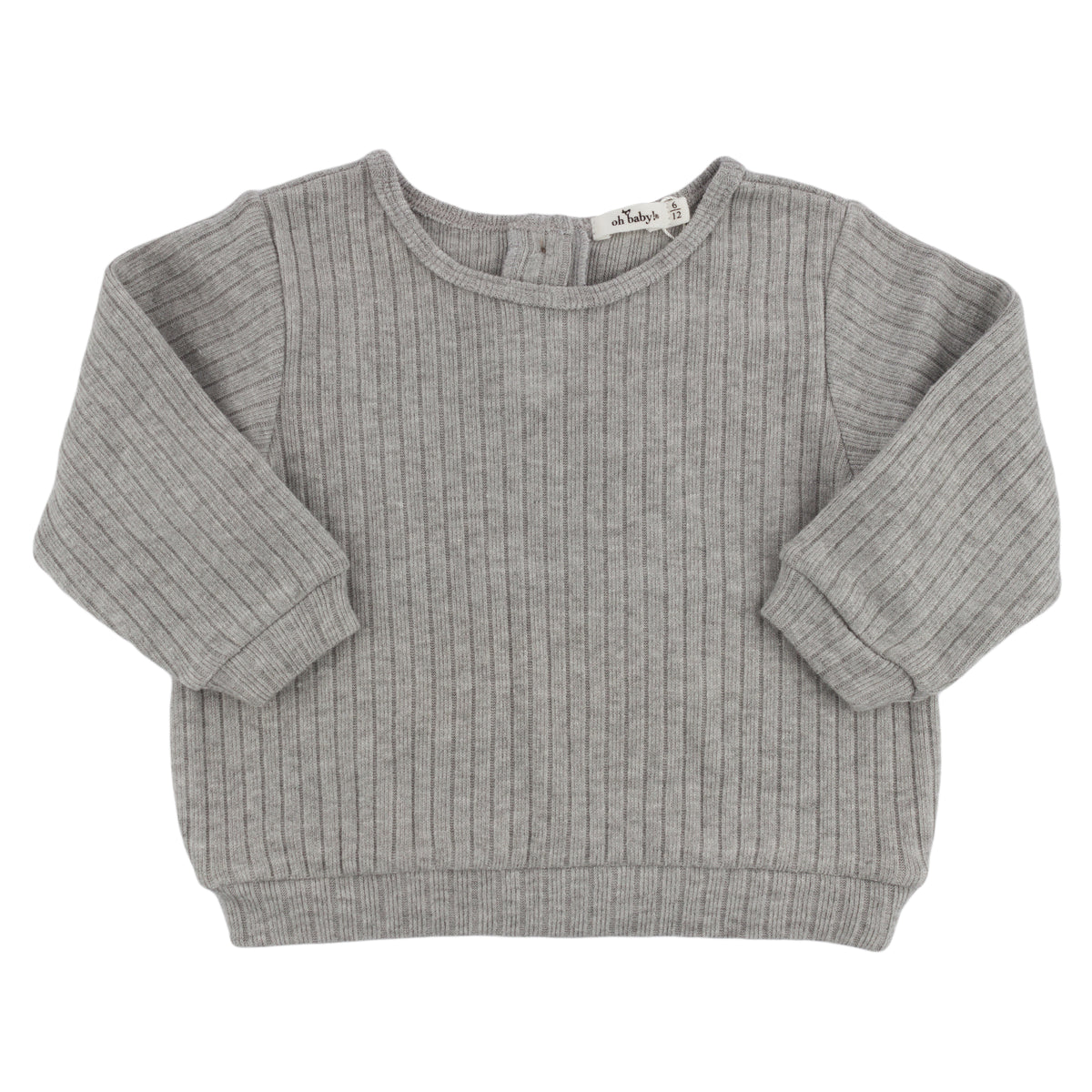 oh baby! Wide Rib Fuzzy Knit Brooklyn Boxy Sweater - Heather Gray