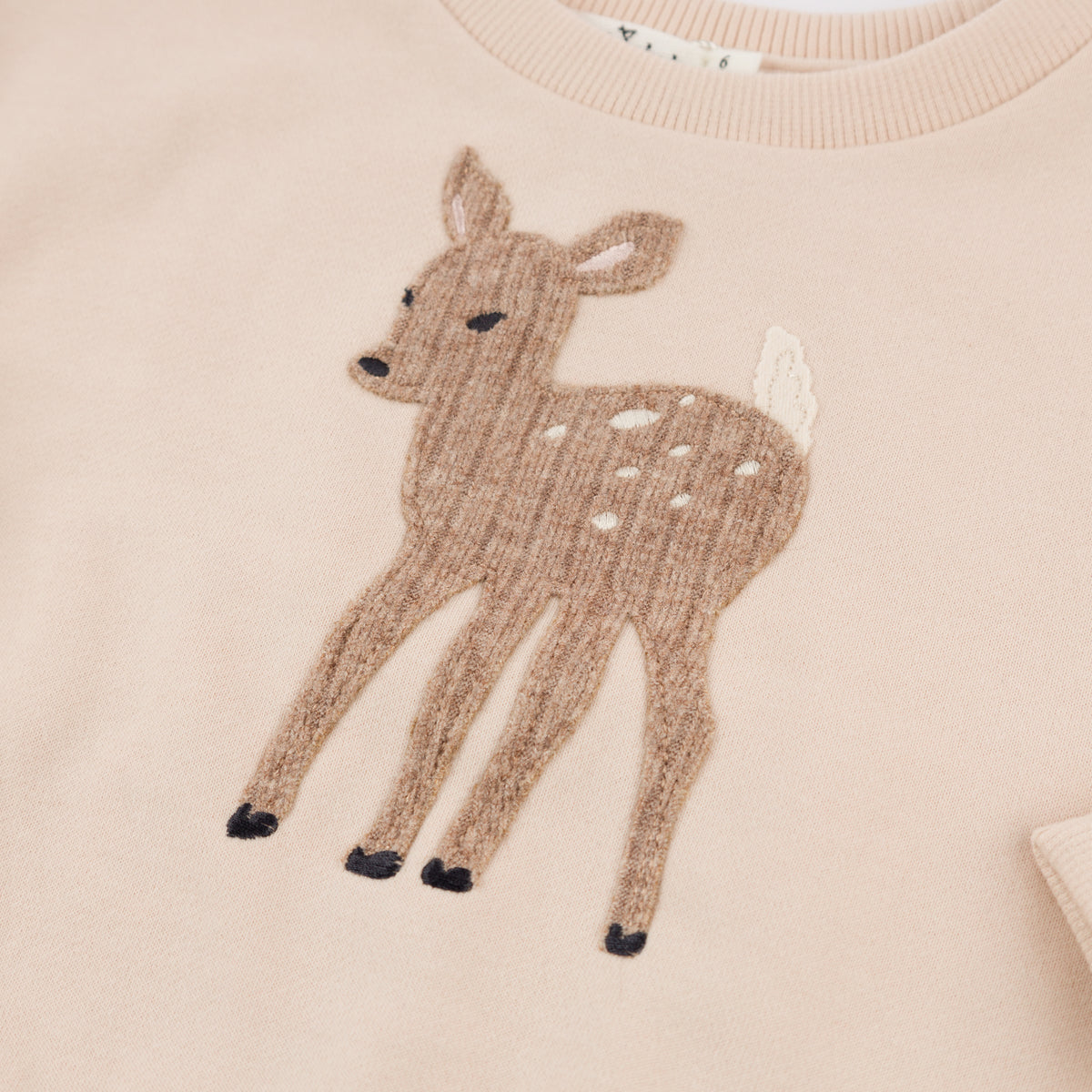 oh baby! Millie Slouch Sweatshirt - Deer Applique - Pale Pink