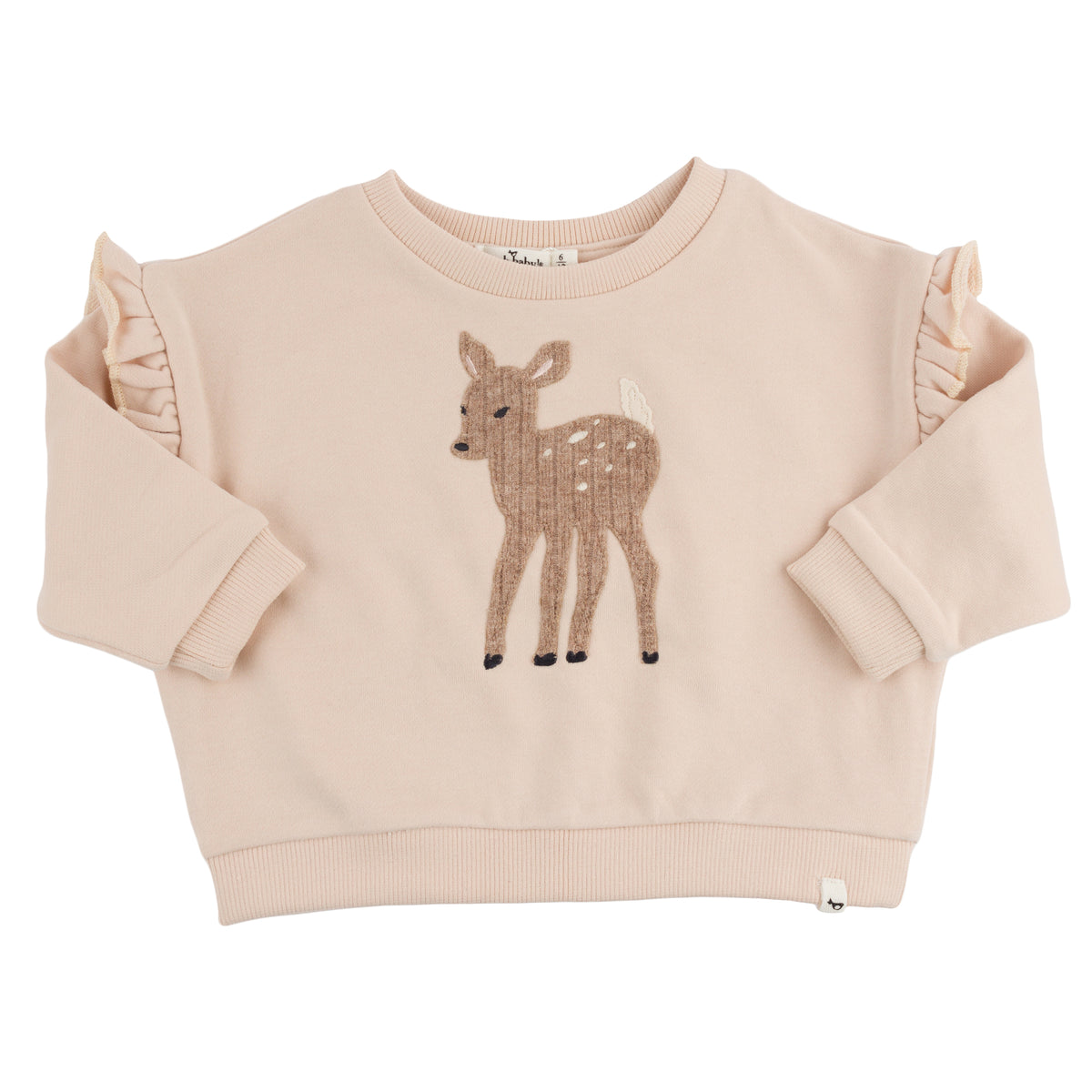 oh baby! Millie Slouch Sweatshirt - Deer Applique - Pale Pink