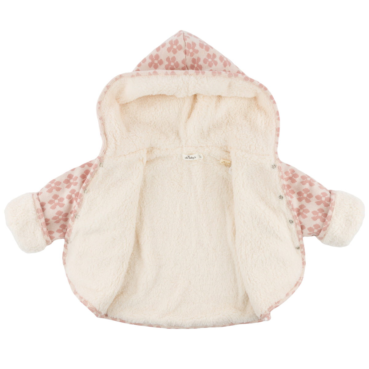 oh baby! Winter Snowdrift Hoodie Jacket with Cream Lining - Mod Flowers - Blush