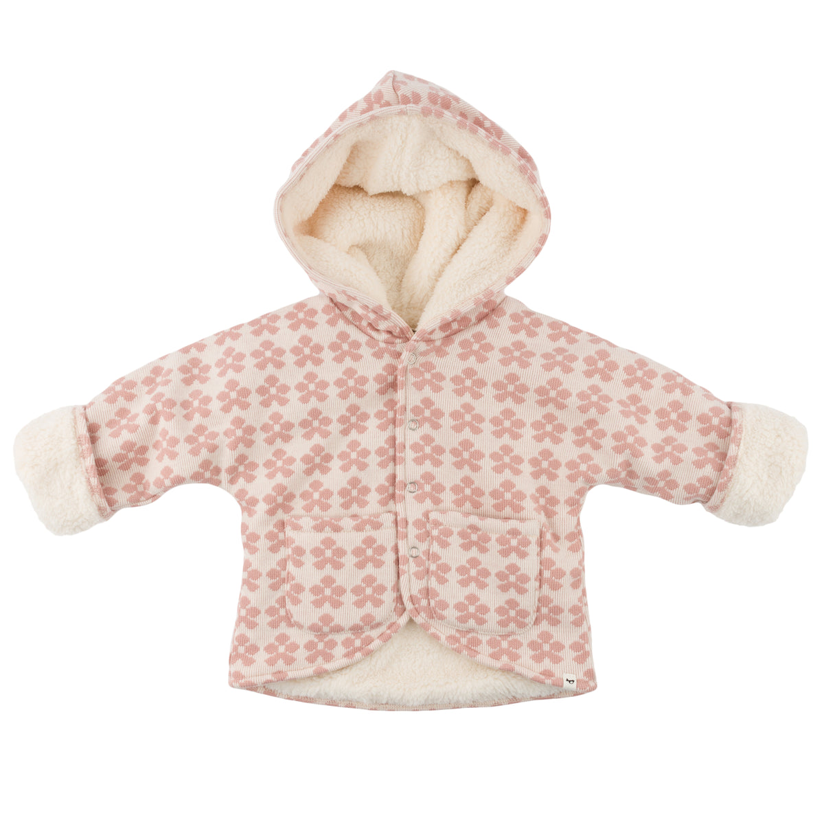 oh baby! Winter Snowdrift Hoodie Jacket with Cream Lining - Mod Flowers - Blush