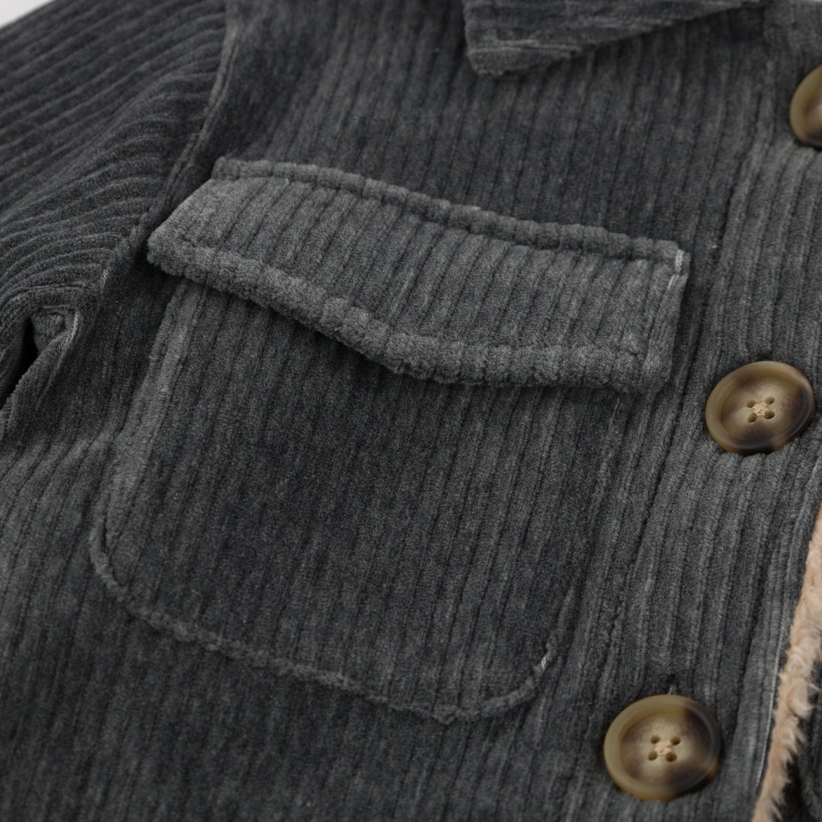 oh baby! Corduroy Shacket Jacket - Charcoal - Pocket