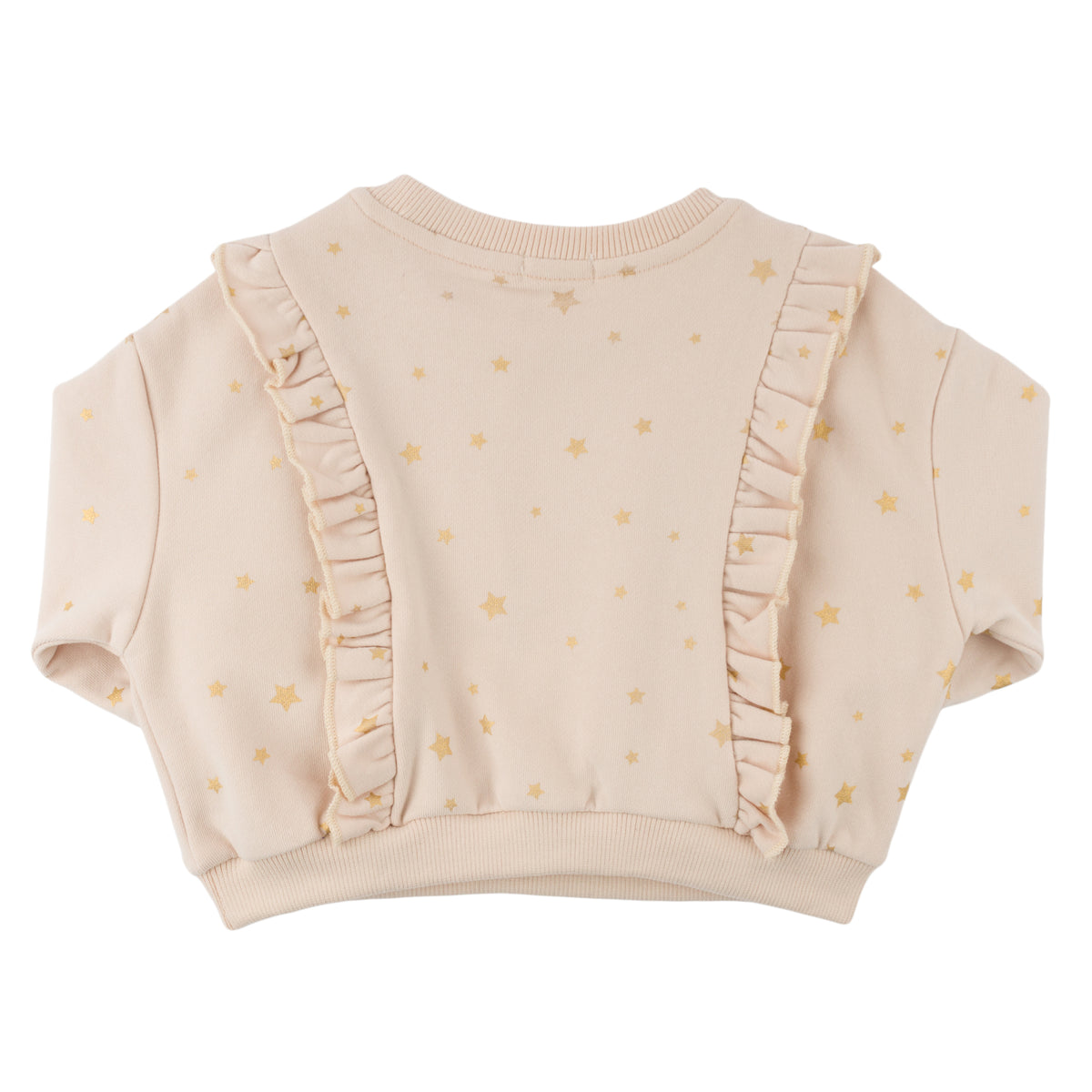 oh baby! Millie Ruffle Boxy - Mini Gold Star Print - Pale Pink - Back