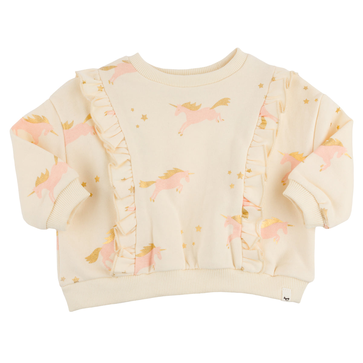 oh baby! Millie Ruffle Boxy - Unicorn Print - Vanilla