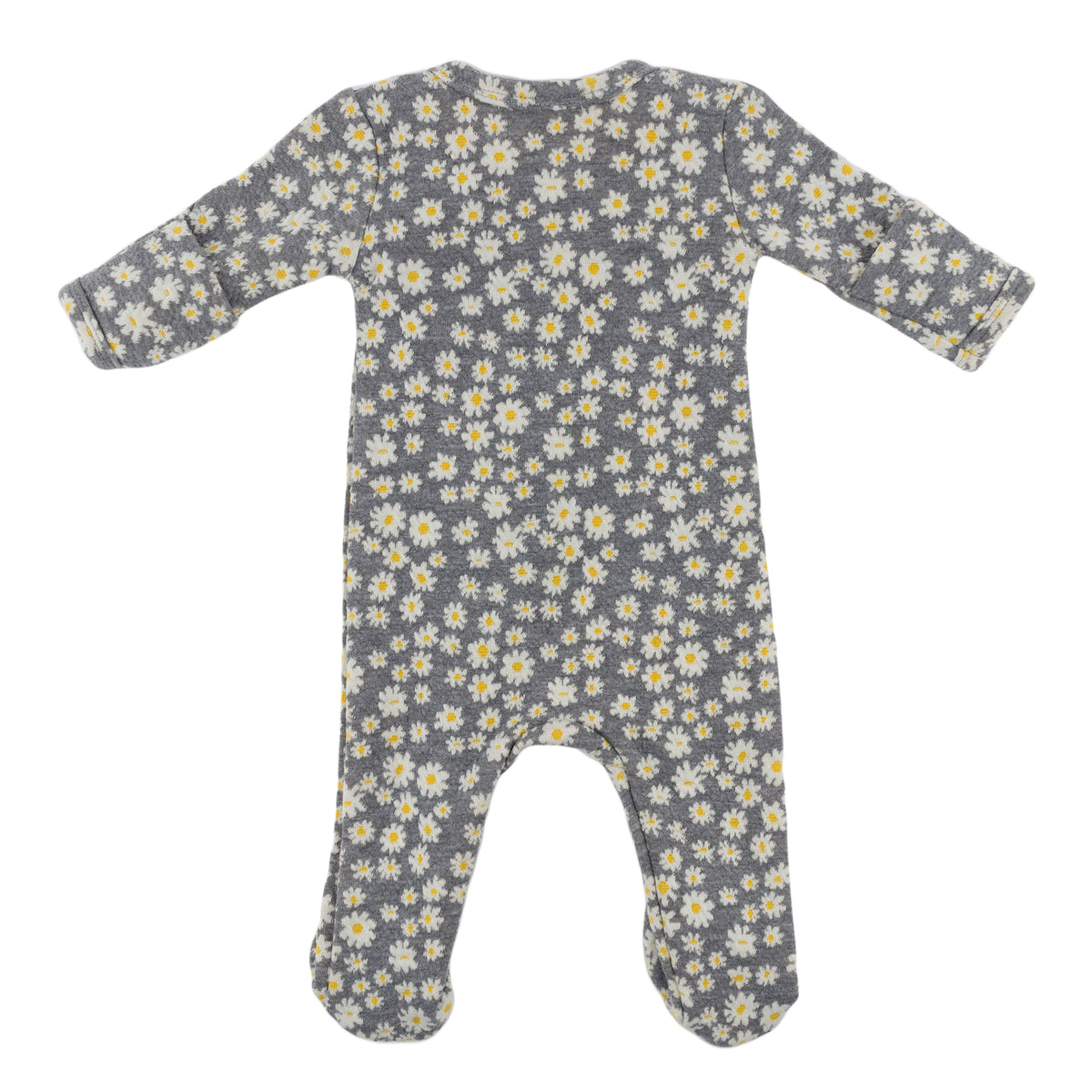 oh baby! Double Knit Zipper Footie - Pucker Mini Daisy - Heather Gray