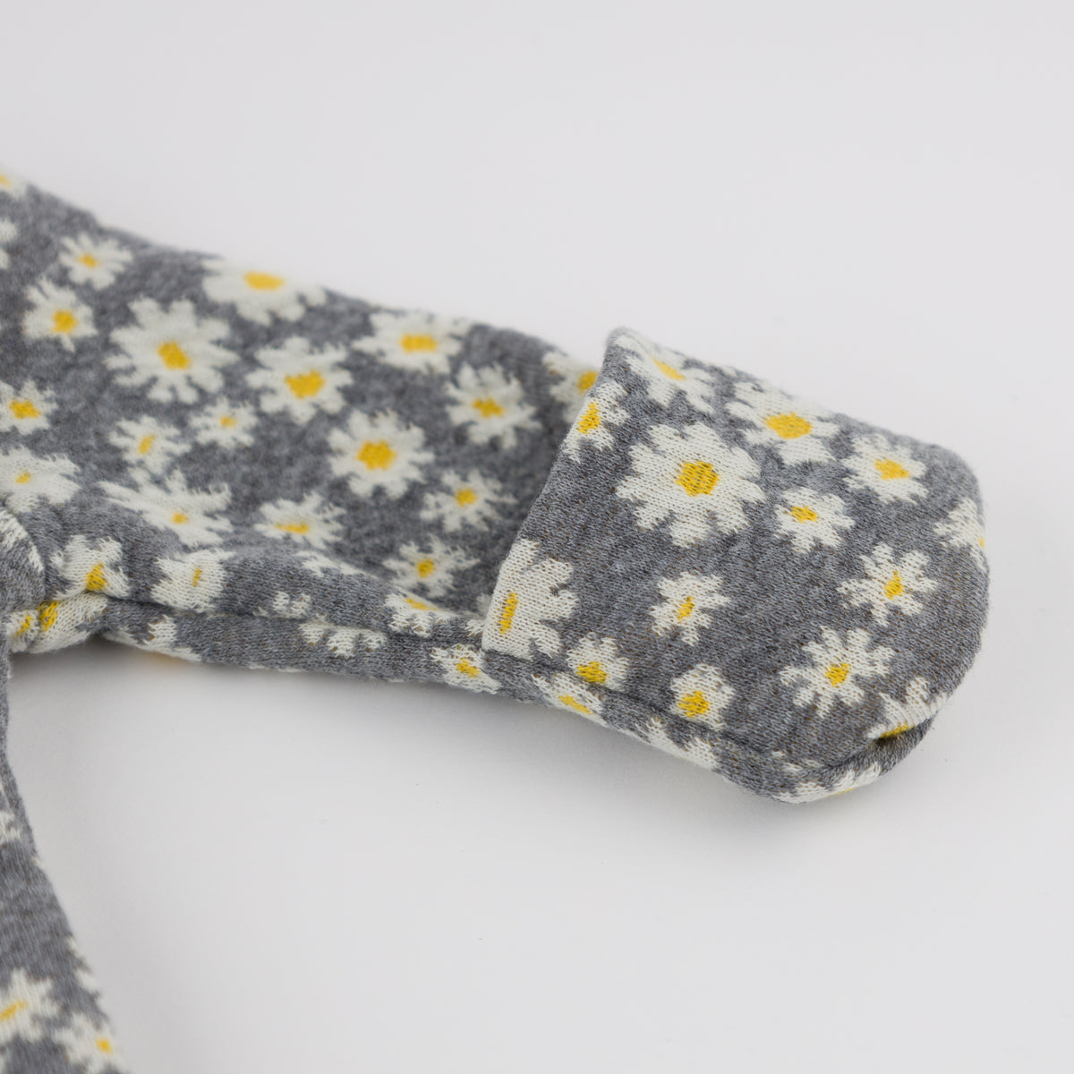 oh baby! Double Knit Zipper Footie - Pucker Mini Daisy - Heather Gray