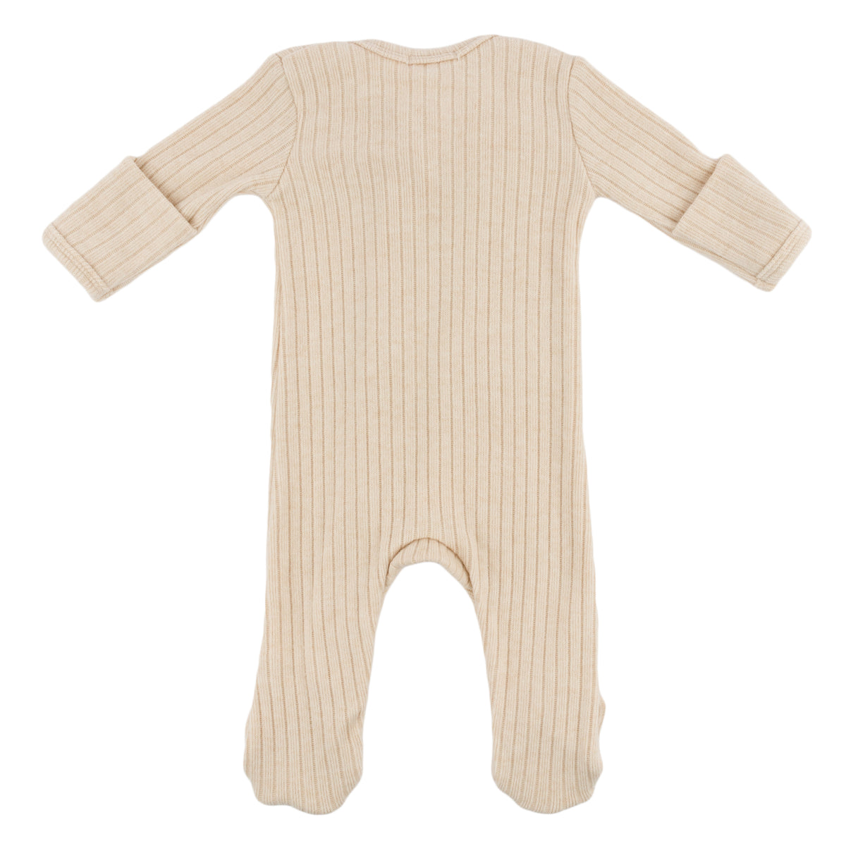 oh baby! Wide Rib Fuzzy Sweater Knit Zipper Footie - Natural - Back