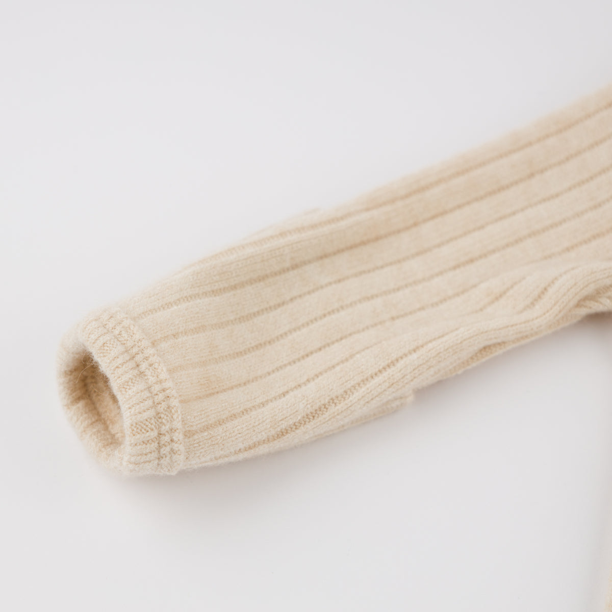 oh baby! Wide Rib Fuzzy Sweater Knit Zipper Footie - Natural - Sleeve