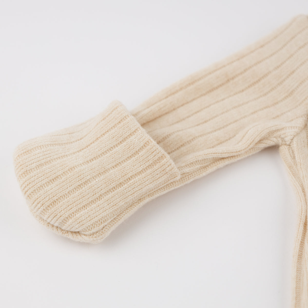 oh baby! Wide Rib Fuzzy Sweater Knit Zipper Footie - Natural - Fold Over Mittens