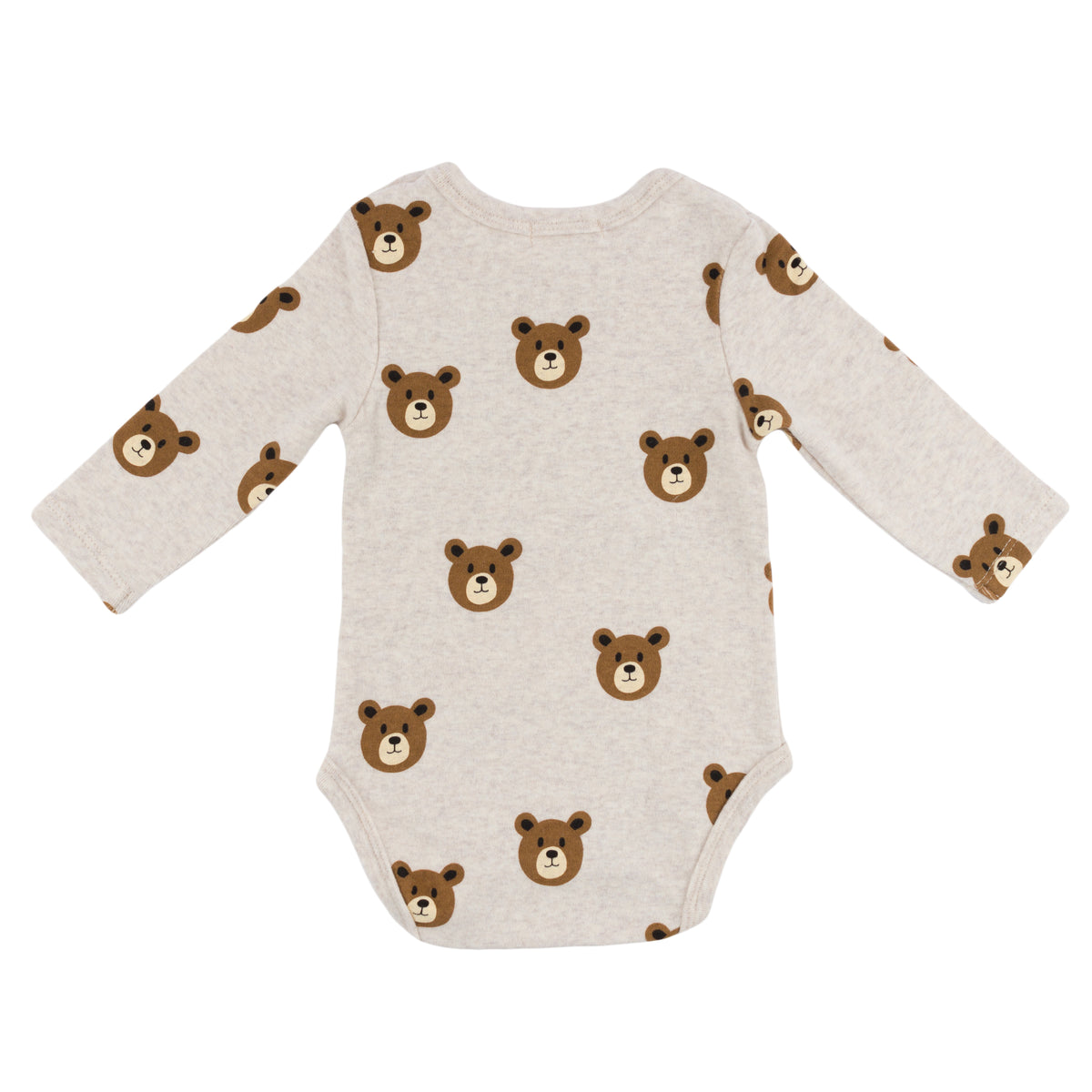 oh baby! Pocket Onesie Teddy Bear Face Print - Malt