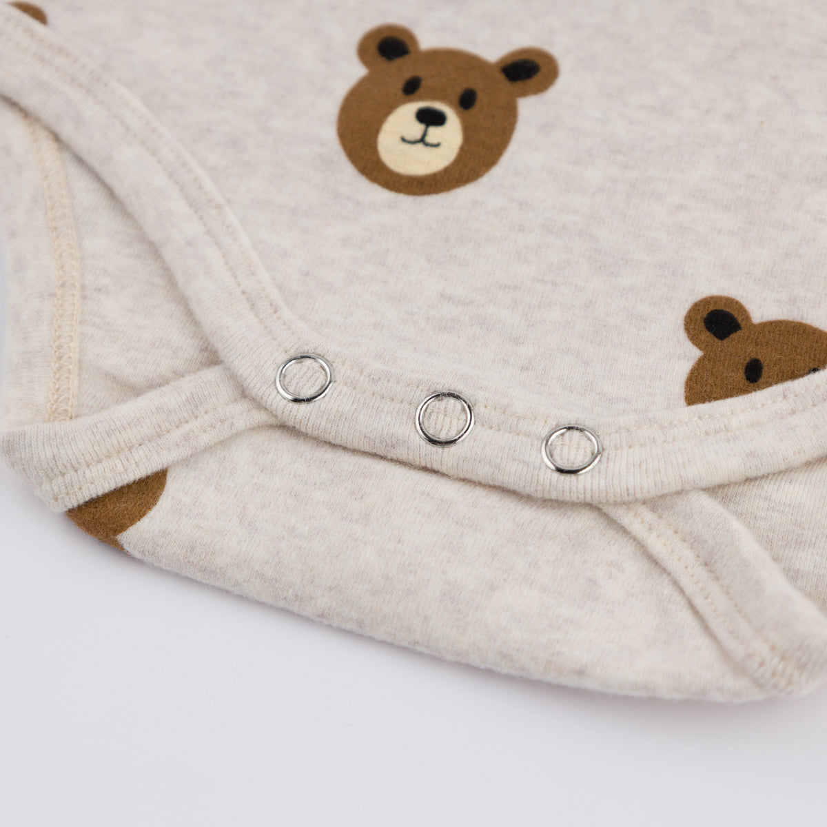 oh baby! Pocket Onesie Teddy Bear Face Print - Malt