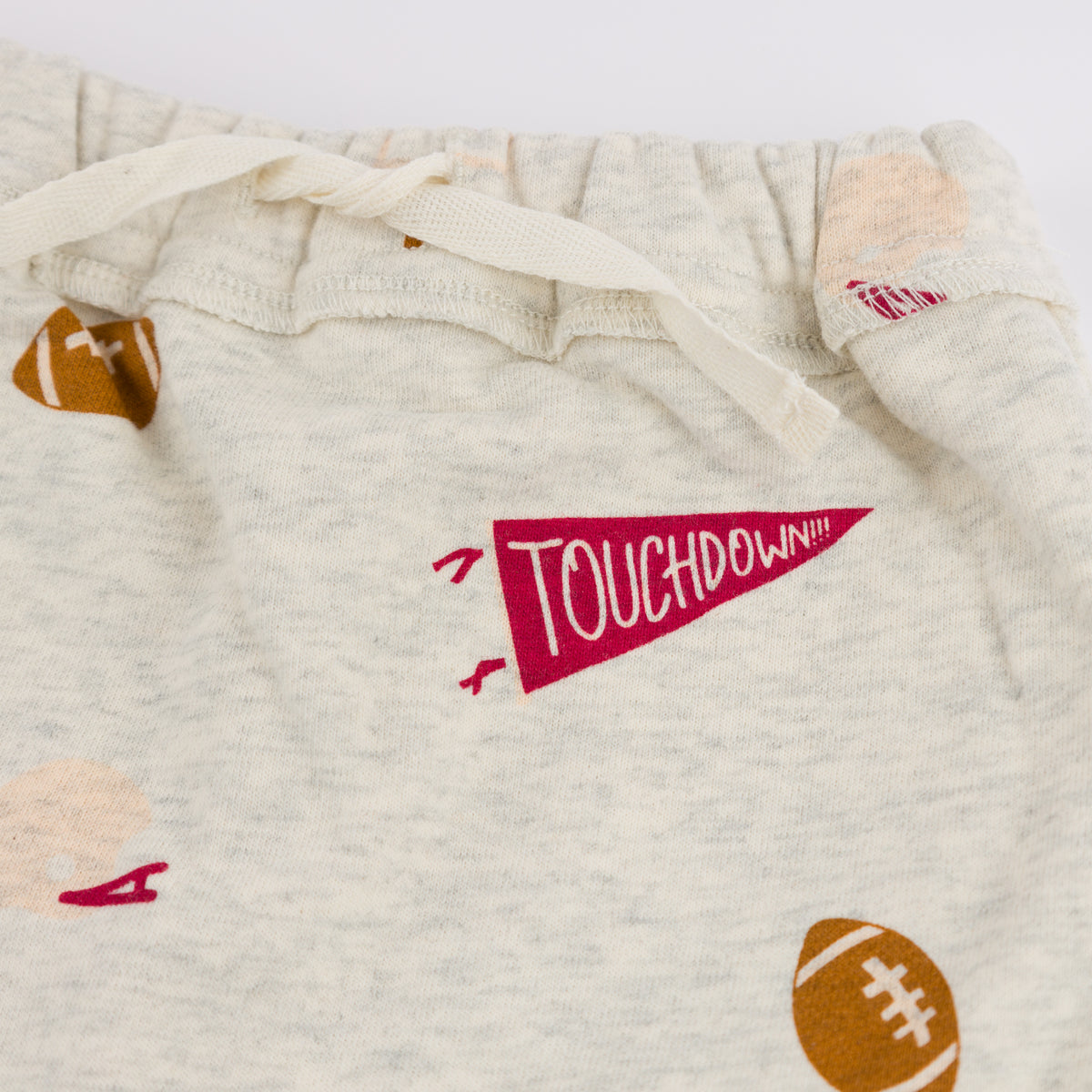 oh baby! Brooklyn Jogger Vintage Football Print - Oatmeal Heather - Ties