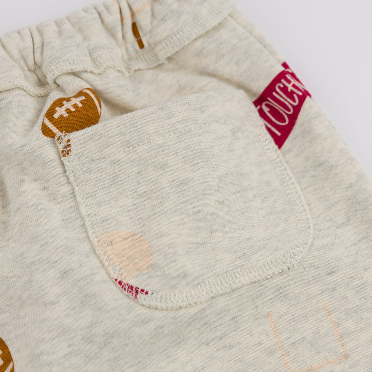 oh baby! Brooklyn Jogger Vintage Football Print - Oatmeal Heather - Back Pocket