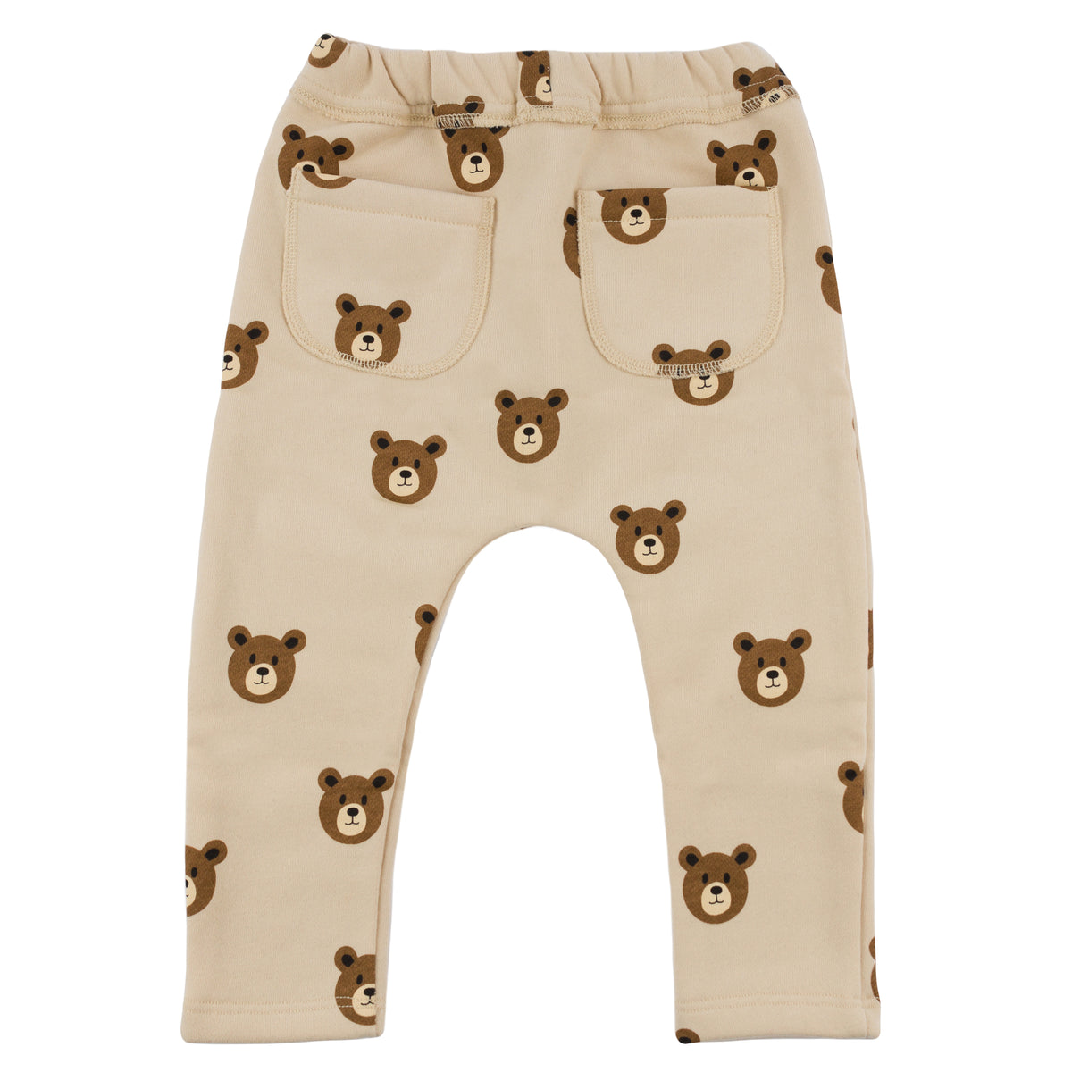 oh baby! Brooklyn Jogger with Teddy Bear Face Print - Biscotti