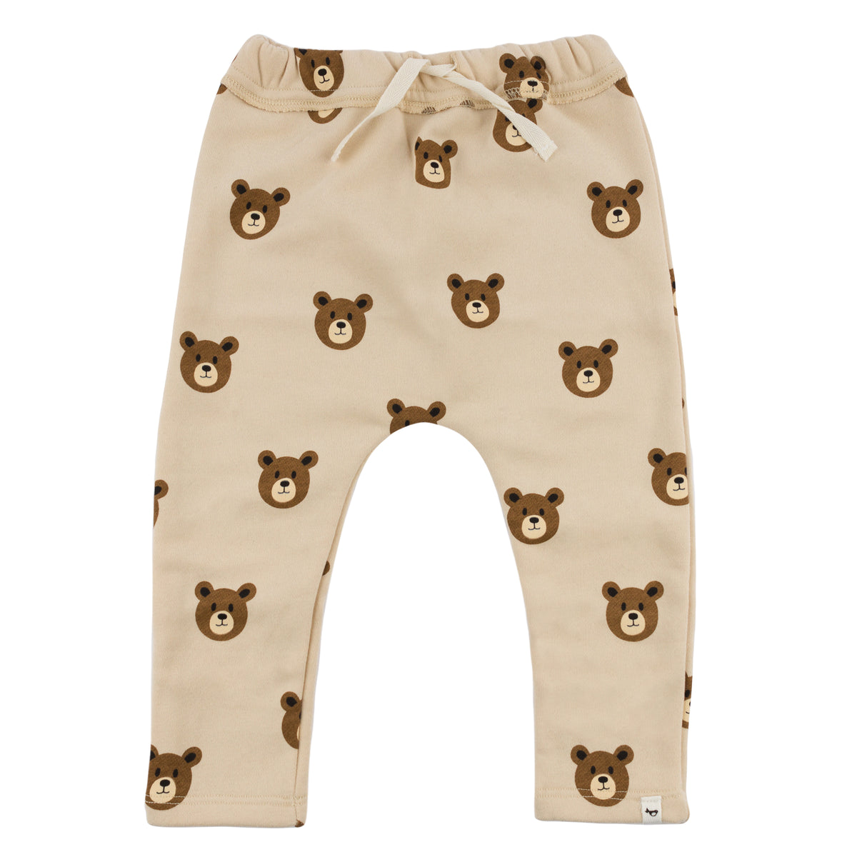 oh baby! Brooklyn Jogger with Teddy Bear Face Print - Biscotti