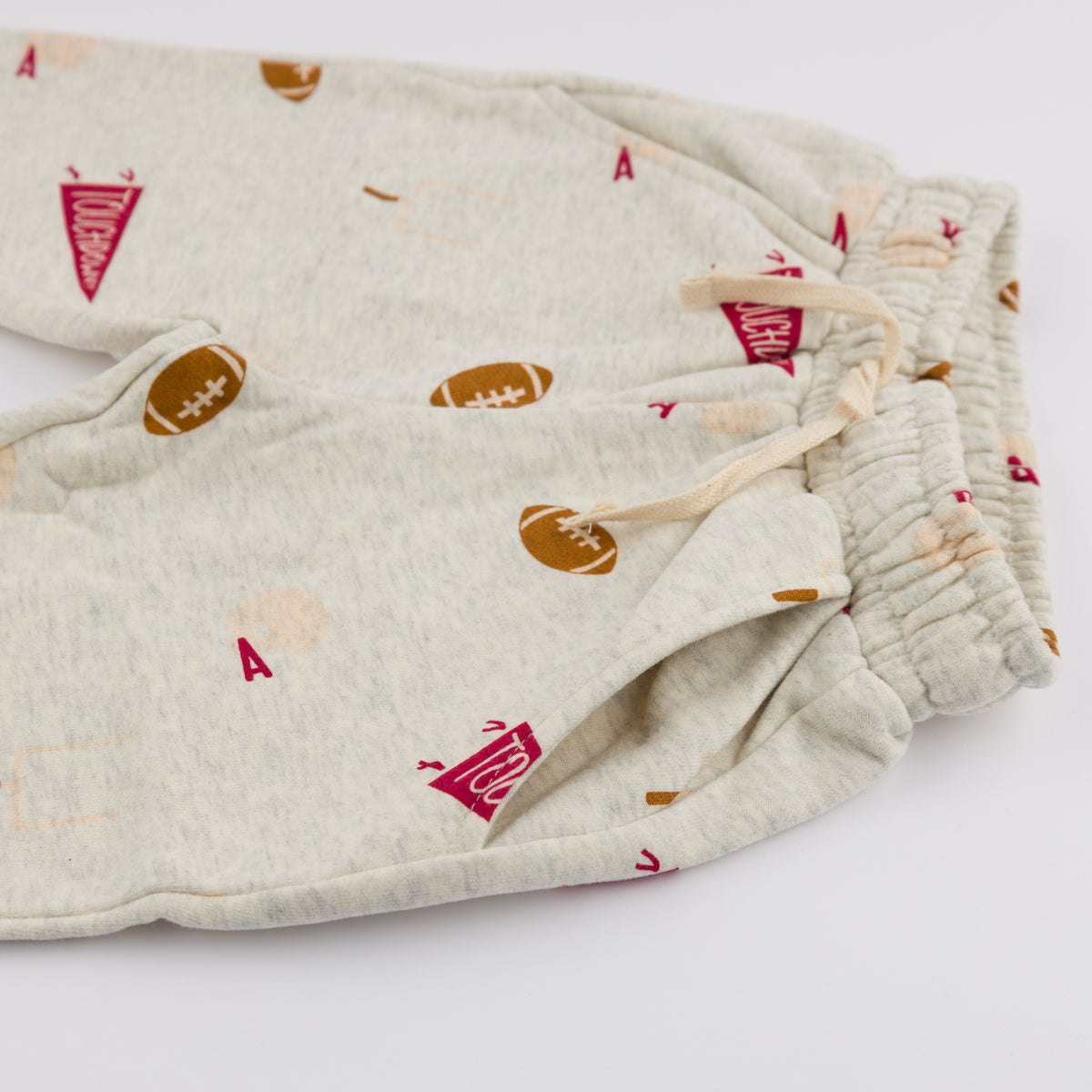 oh baby! Pocket Jogger Vintage Football Print - Oatmeal Heather - Ties