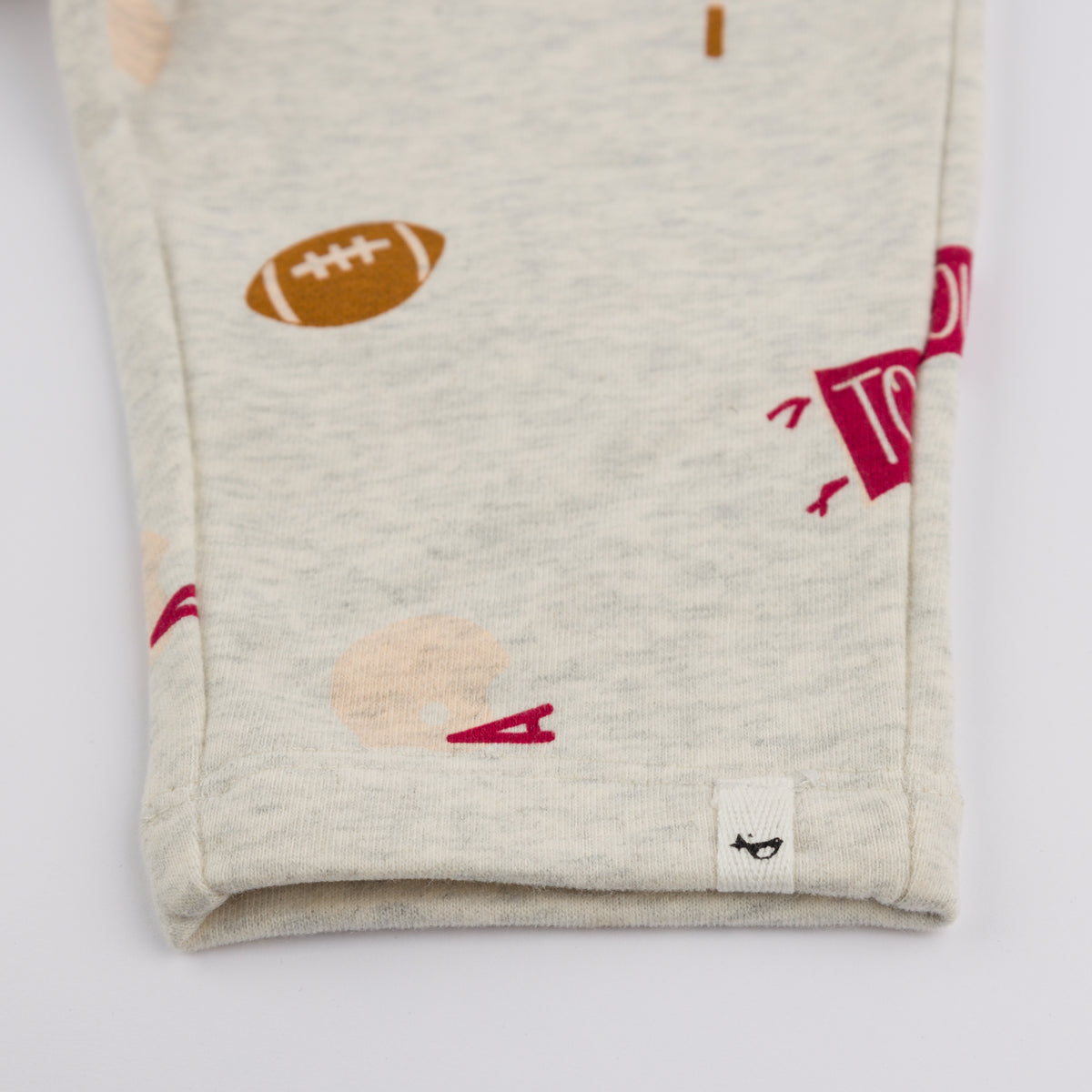 oh baby! Pocket Jogger Vintage Football Print - Oatmeal Heather - Leg