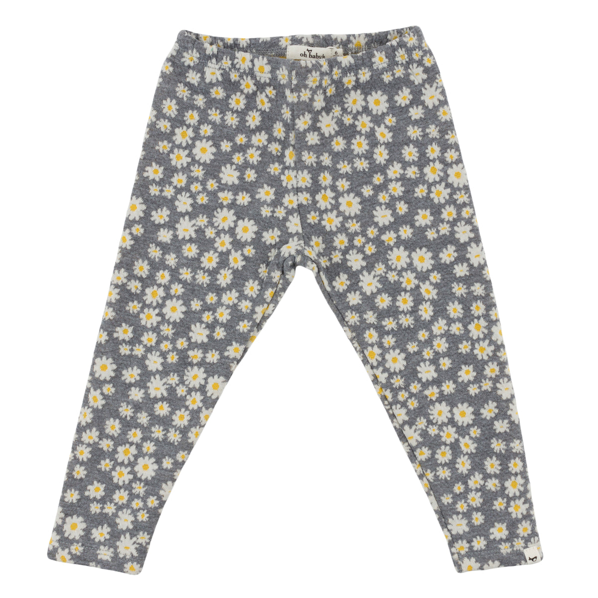 oh baby! Double Knit Legging - Pucker Mini Daisies - Heather Gray