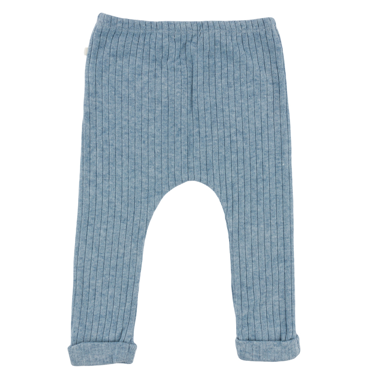 oh baby! Wide Rib Fuzzy Sweater Knit Patch Pant - Denim Heather - Back