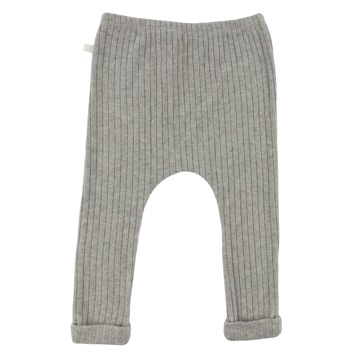 oh baby! Wide Rib Fuzzy Sweater Knit Patch Pant - Heather Gray Flat Lay