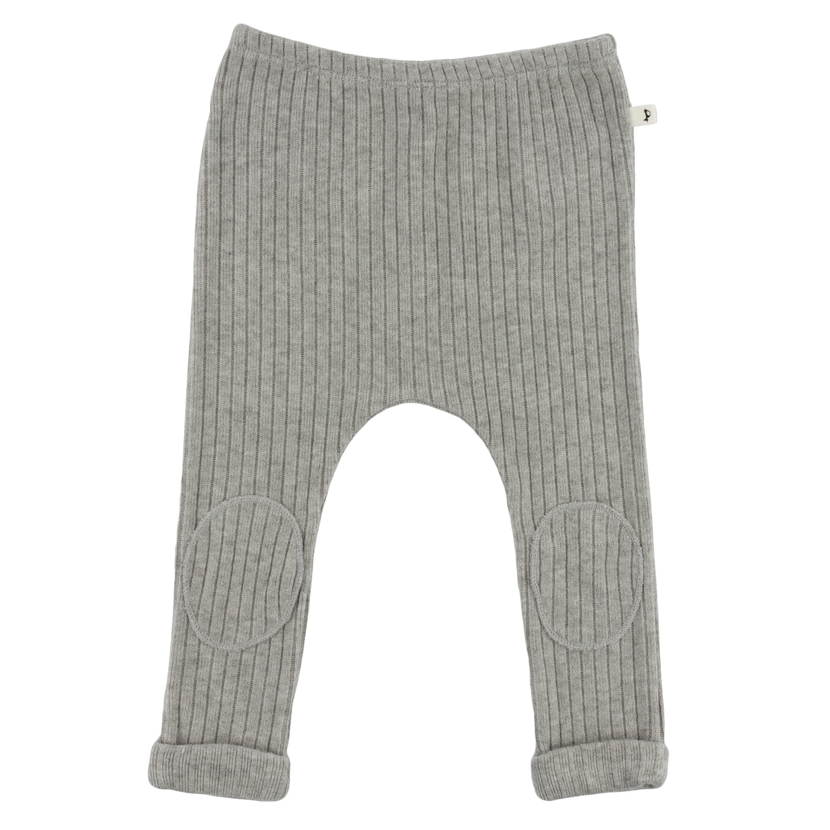 oh baby! Wide Rib Fuzzy Sweater Knit Patch Pant - Heather Gray