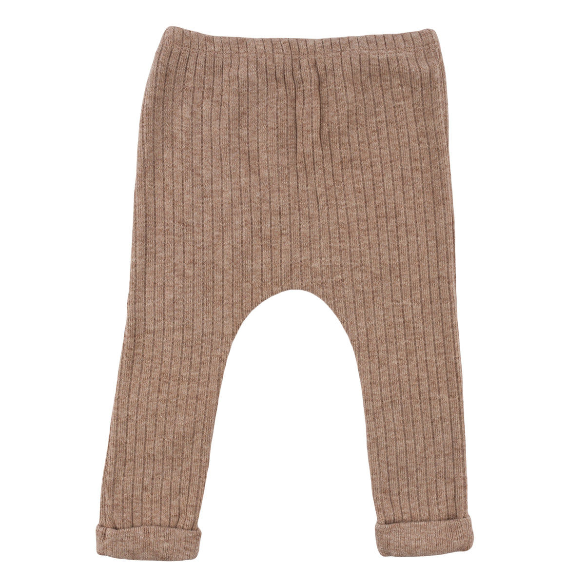 oh baby! Wide Rib Fuzzy Sweater Knit Patch Pant - Mushroom Heather - Back