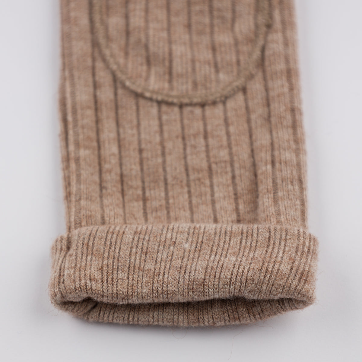 oh baby! Wide Rib Fuzzy Sweater Knit Patch Pant - Mushroom Heather - Leg