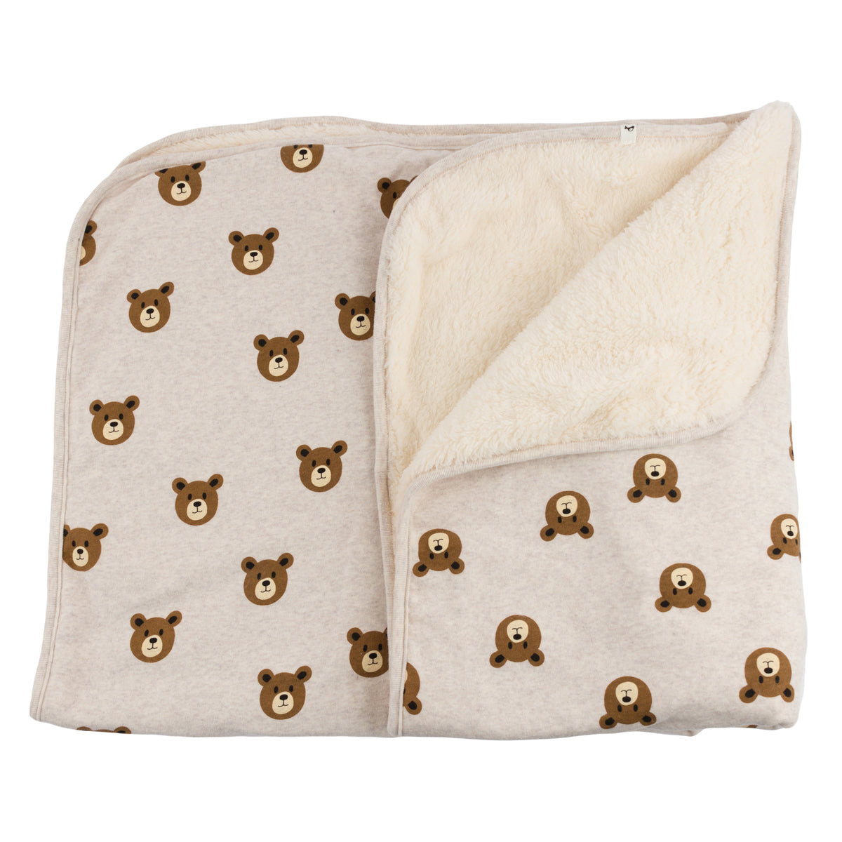 oh baby! Snowdrift Layette Blanket Teddy Bear Face Print - Malt