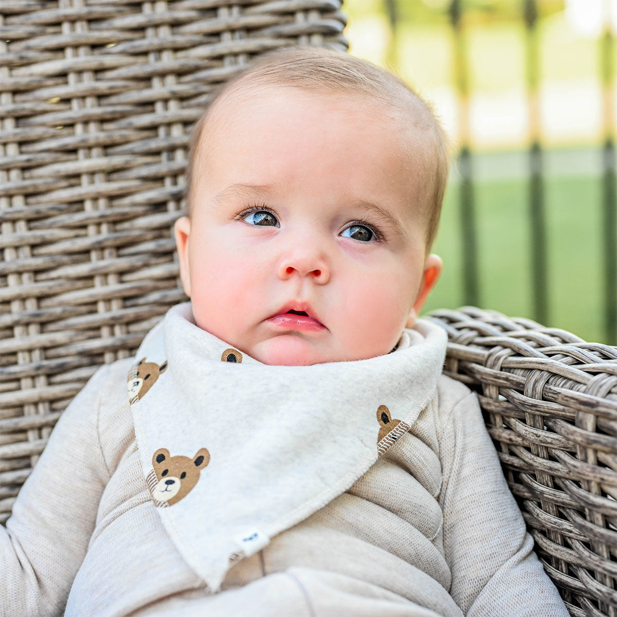 oh baby! Bandana Bib - Teddy Bear Face - Malt - Baby