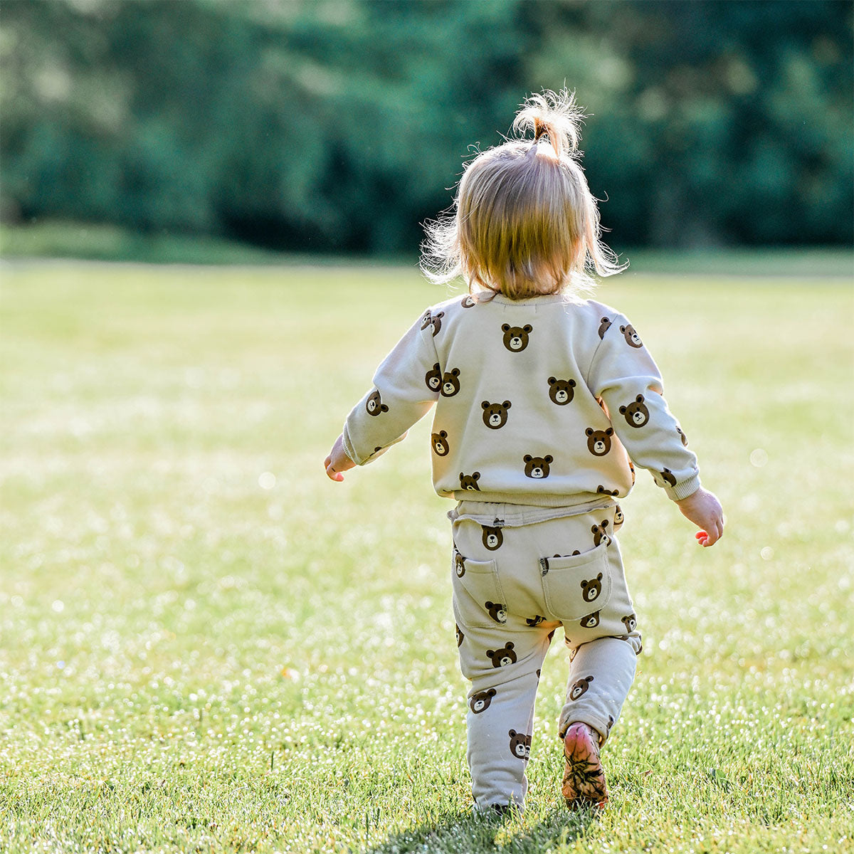 oh baby! Brooklyn Jogger with Teddy Bear Face Print - Back