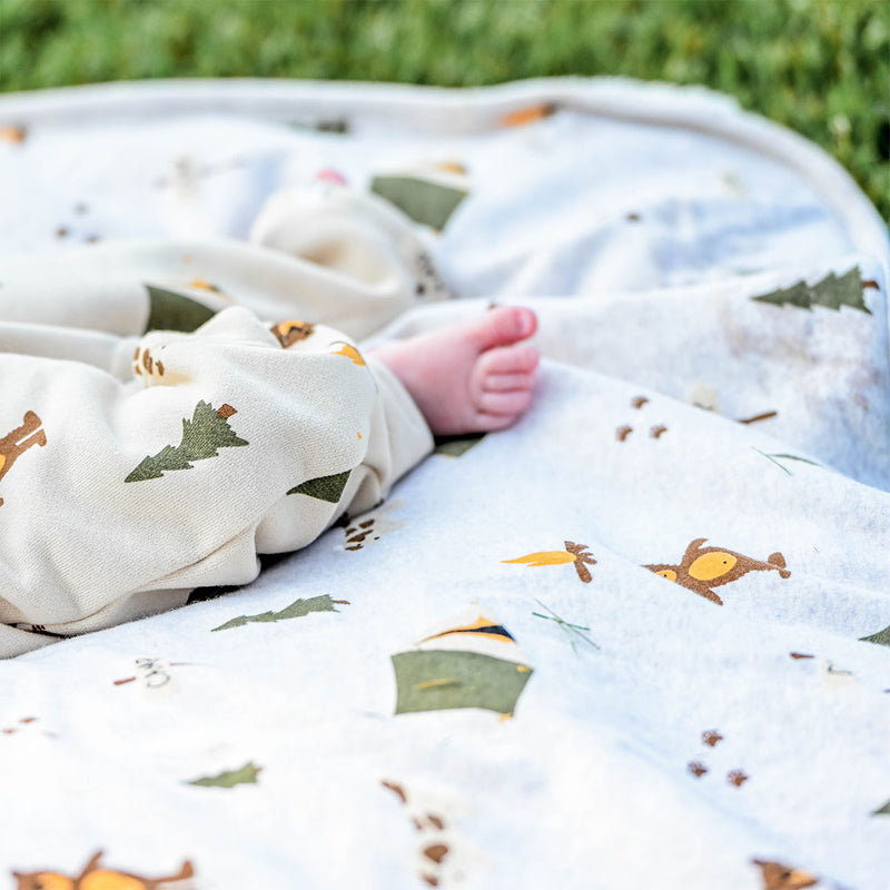 oh baby! Snowdrift Layette Blanket Camping Print - Malt