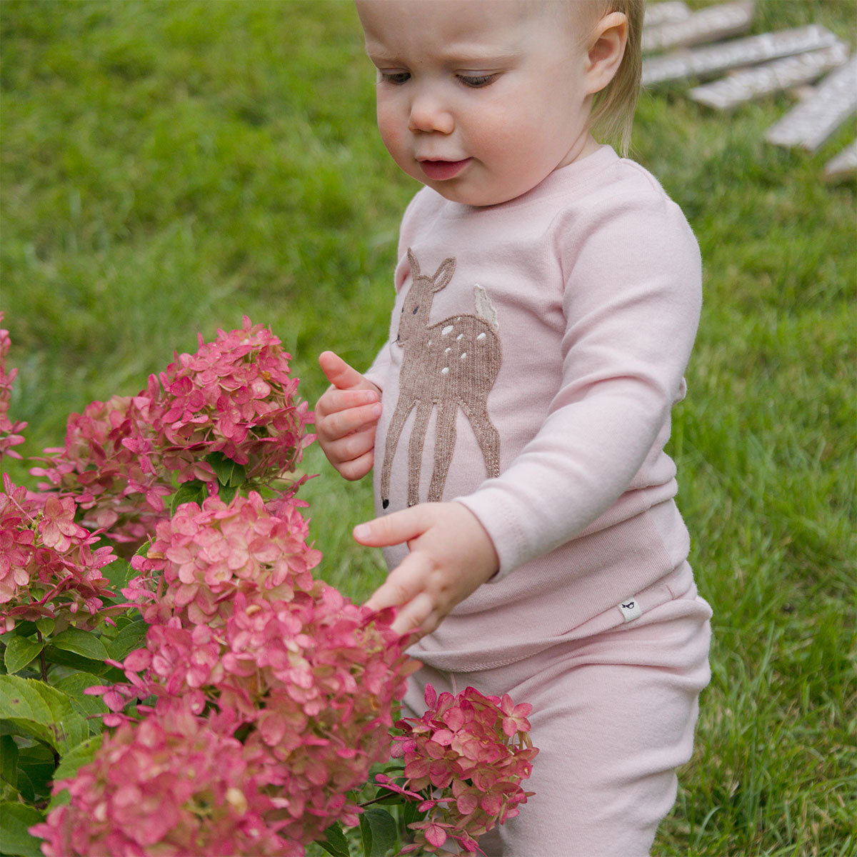 oh baby! Long Sleeve Two Piece Set - Deer Applique - Dusty Pink- Alt Image