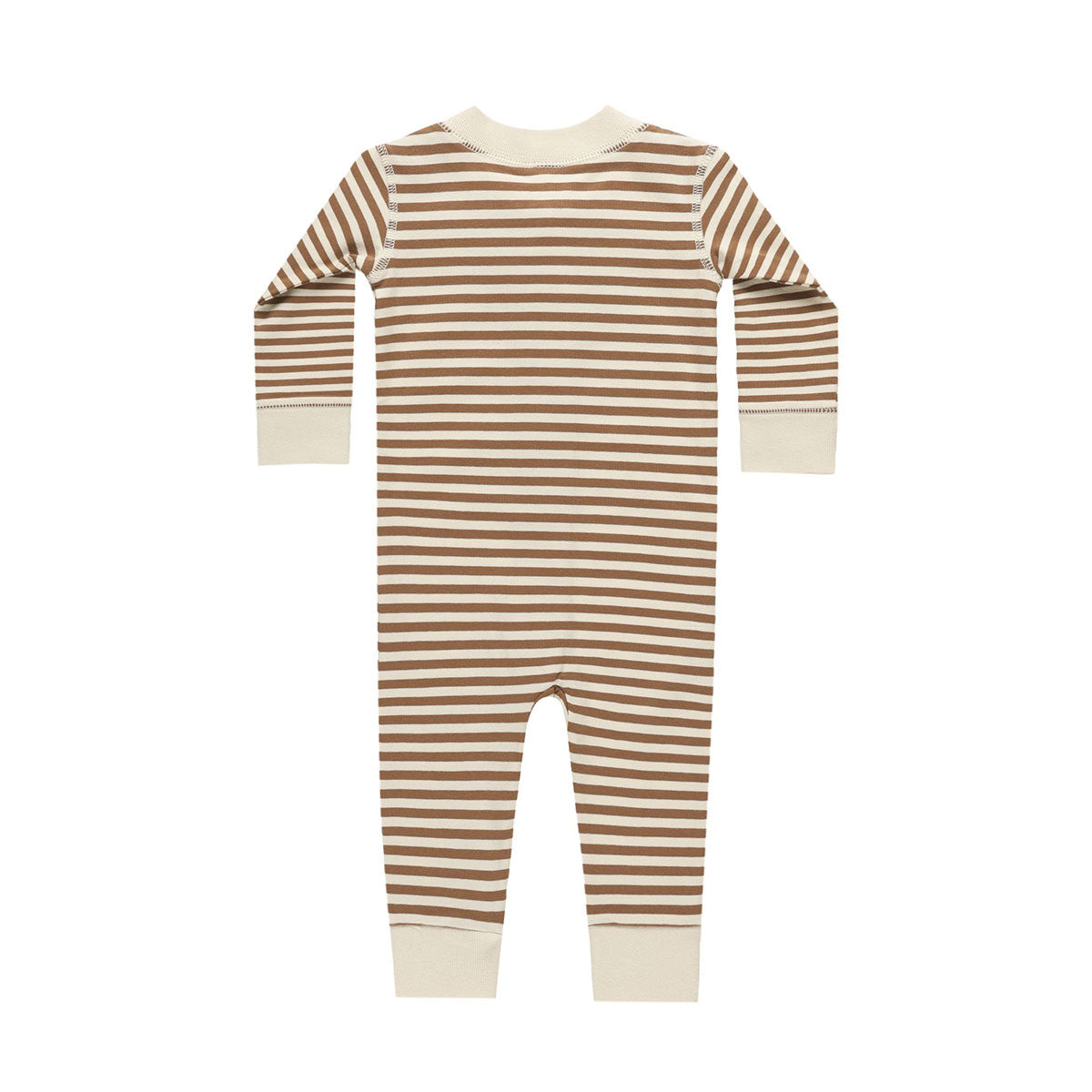 Quincy Mae Zip Long Sleeve Sleeper - Cinnamon Stripe-Back